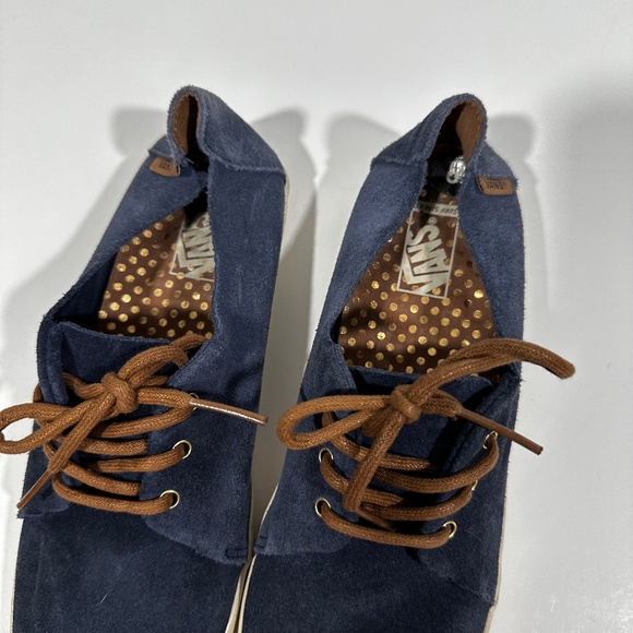 Vans [ Womens 8 US ] Suede Flat Slip on Shoes in‎ Blue and Brown lace ups - Picture 3 of 10
